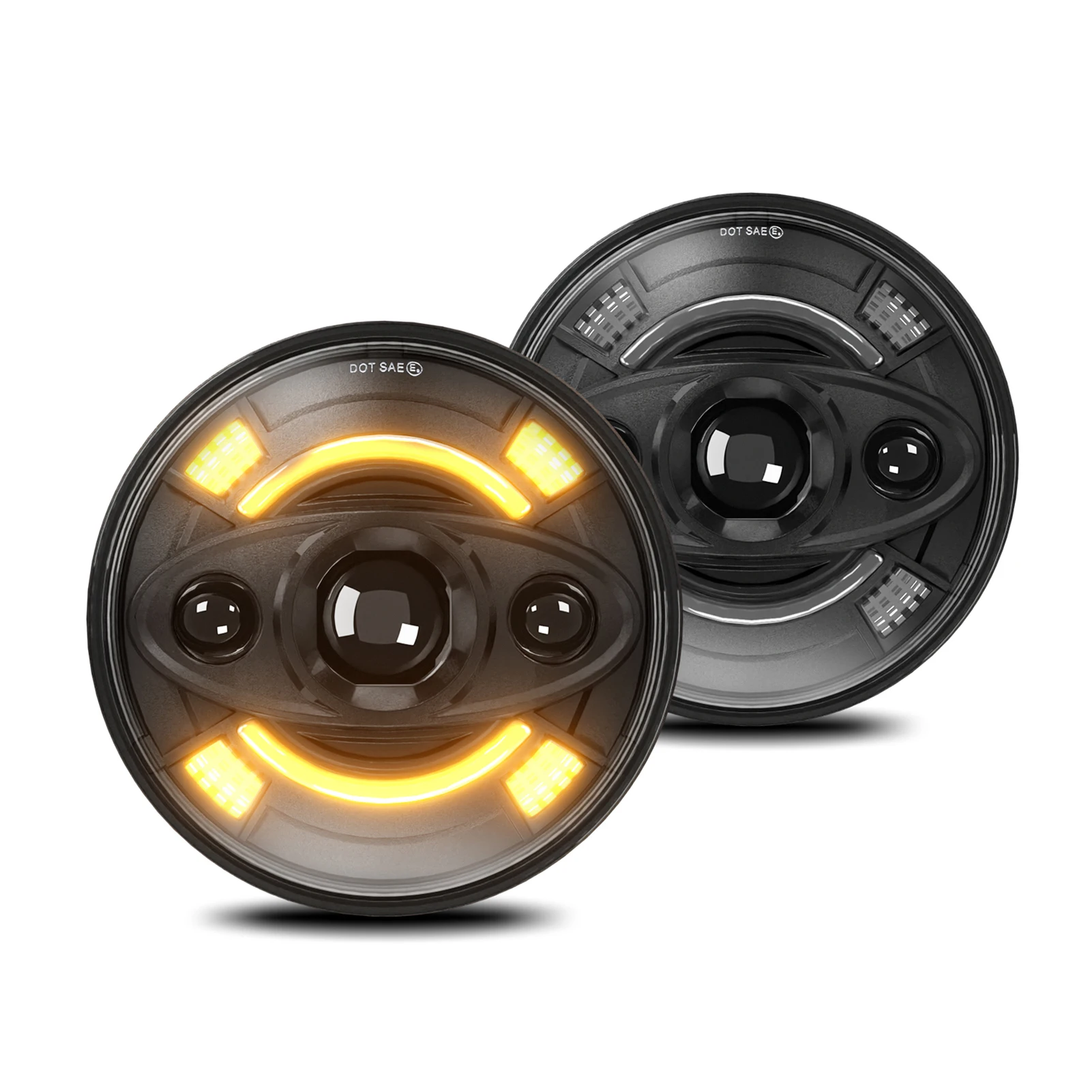 

2pcs 7 Inch LED Headlights with Hi/Lo Beam DRL and Turn Signal Waterproof 7 Inch Round Headlights