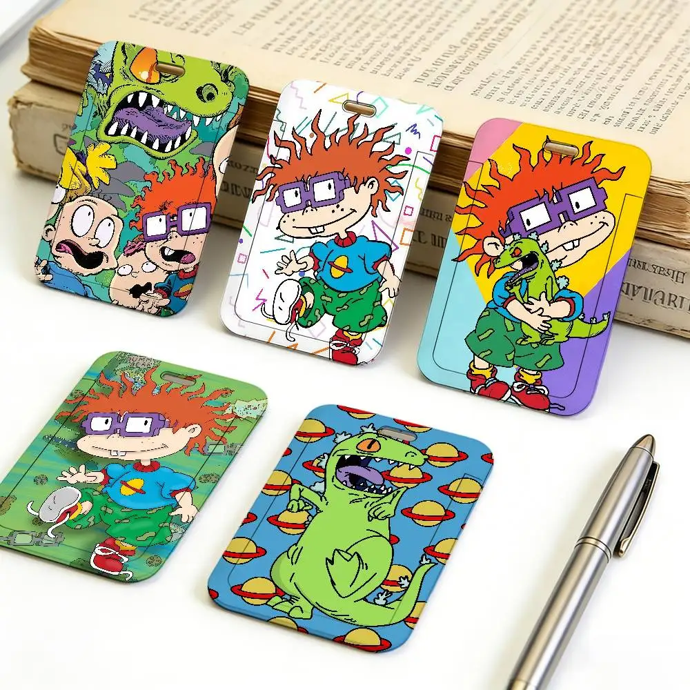 

R-Rugrats-ES Легкий мягкий шнурок для шеи с мультяшным принтом, держатель для карт, бейдж для работы, портативный защитный чехол для именных бейджей для офисного персонала