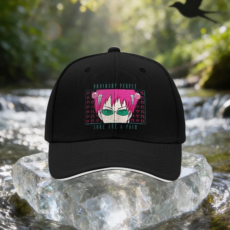 Pink Anime Sandwich Baseball Cap Unisex Minimalist Lightweight Adjustable Outdoor Sun Hat Ideal Gift for Travel, Parties, Birthd