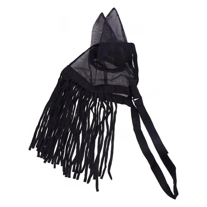 【FLASH-SALE!】Breathable For Riding, Adjustable Bonnet Horse Fly Mask With Tassels, For Riding, For Ranch& Stable Comfort(L)