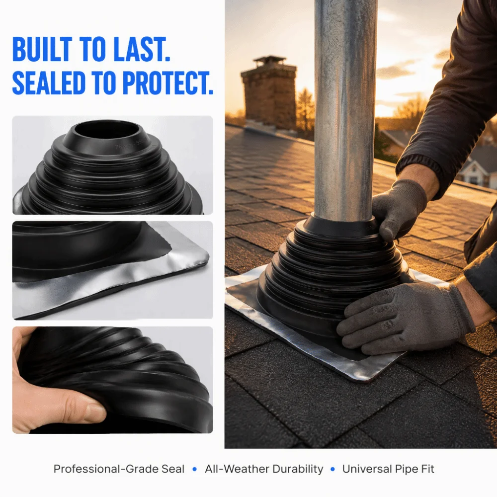 Rubber Material Roof Pipe Flashing Square Base Pipe OD 7