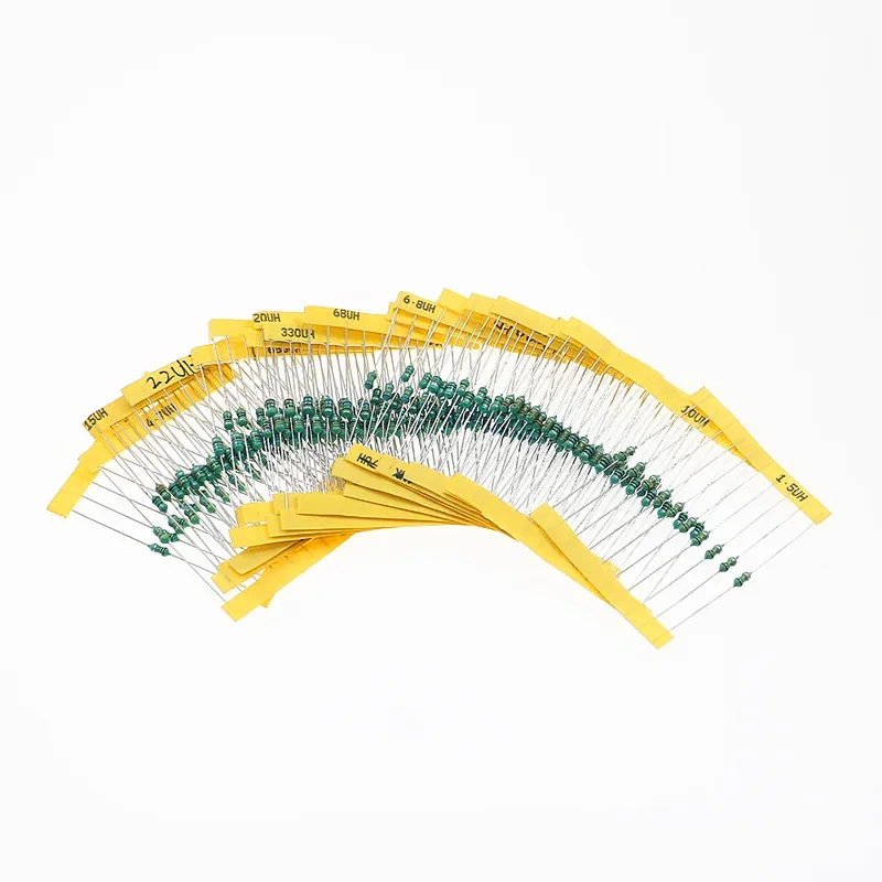 

200pcs 20Values 0307 Inductor Assorted Kit 0.25W 1uH-4.7MH 1/4W Color Ring Inductance set 1UH 2.2UH 4.7UH 6.8UH 220UH 47UH 1MH