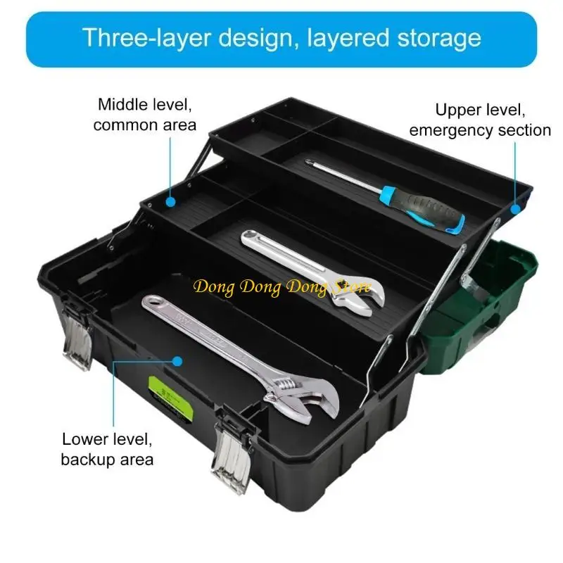 Toolbox With Handle, 3 Expandable Layers, Foldable Storage Case For Easy Access