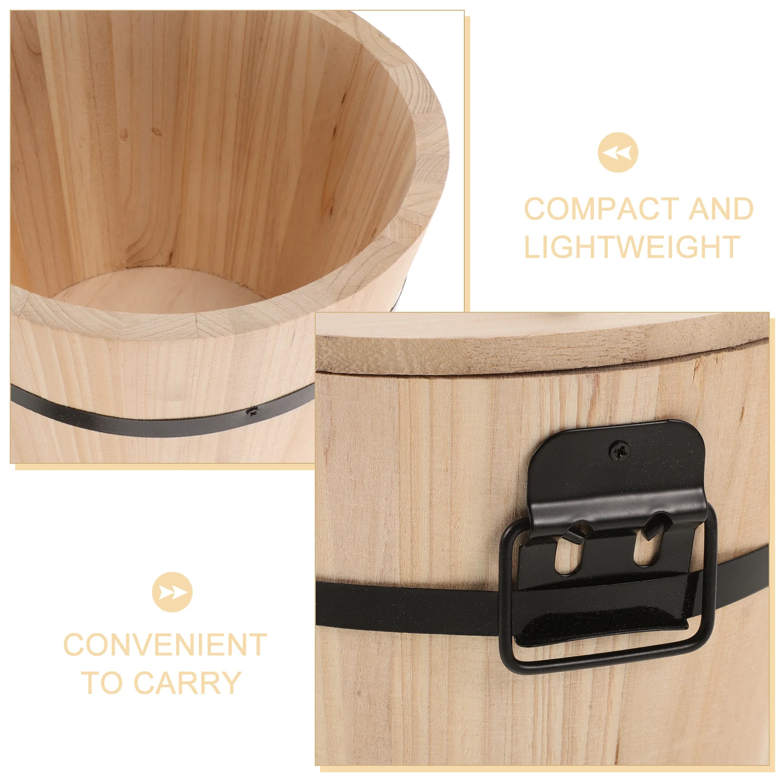 

Деревянное ведро для риса на пару, бытовой контейнер для риса с отделкой в деревенском стиле, многофункциональное хранилище для смешивания еды, кухонный аксессуар, суши