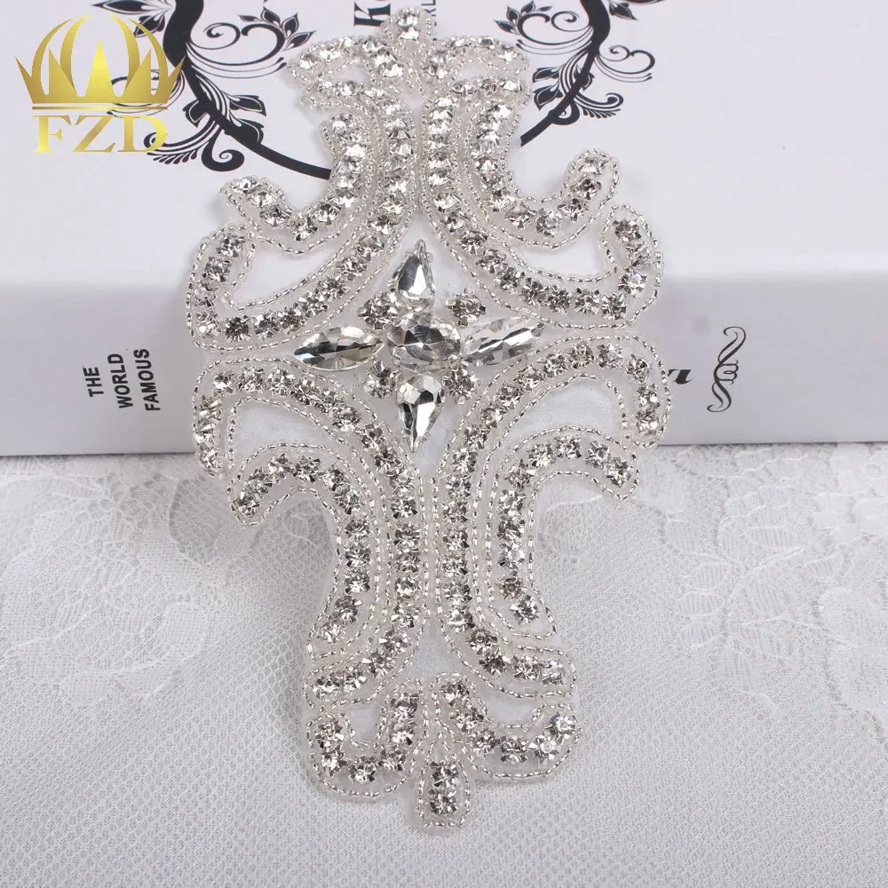 

(30pieces) Wholesale Sewing On Beaded Hot Fix Bling Rhinestone Applique for Clothing Wedding Dresses Bridal Garters Sash