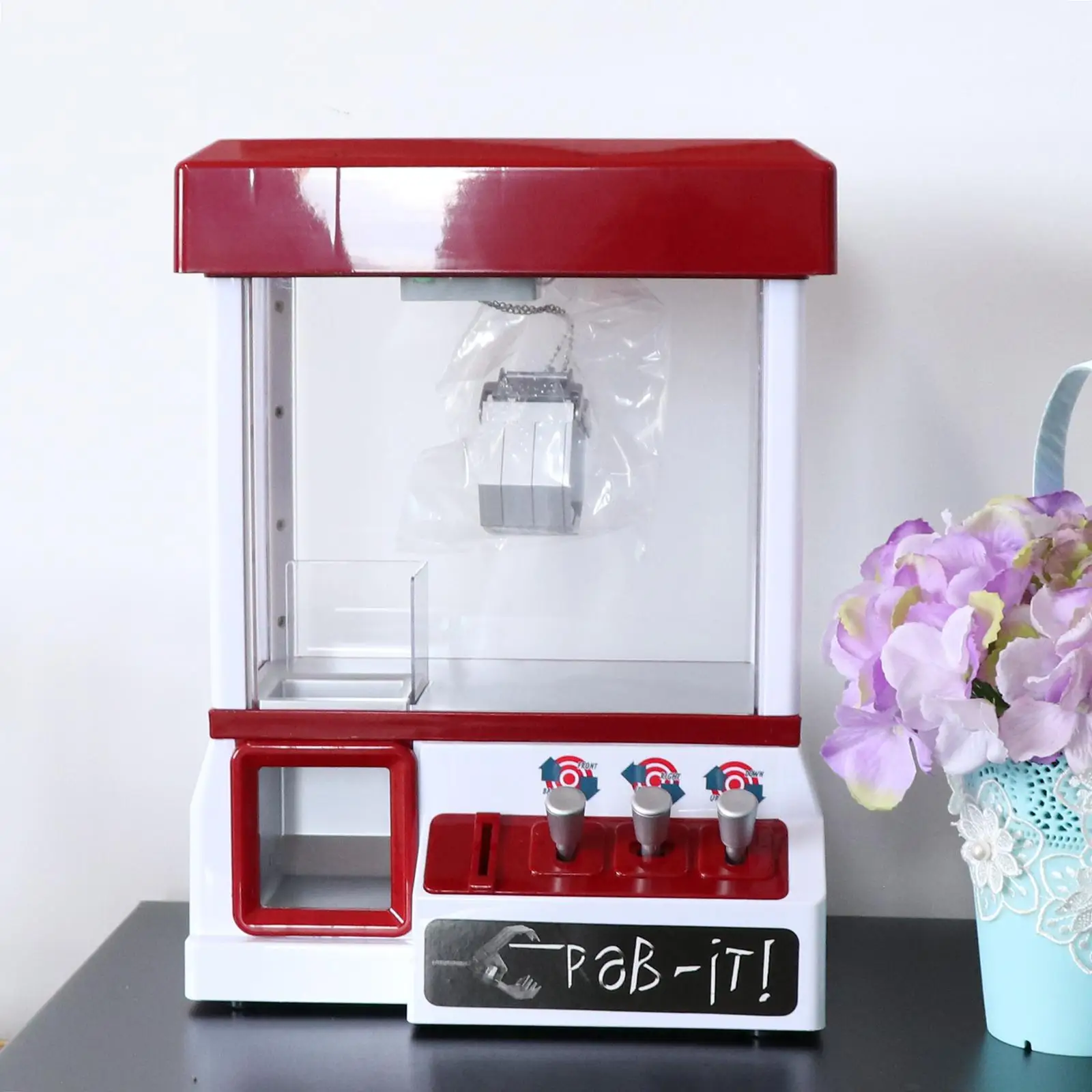 Portable Classic Prize Grabber Arcade Entertainment Board Game Gift Toy Grabber Machine, Home Dolls Balls Candy Vending Machine