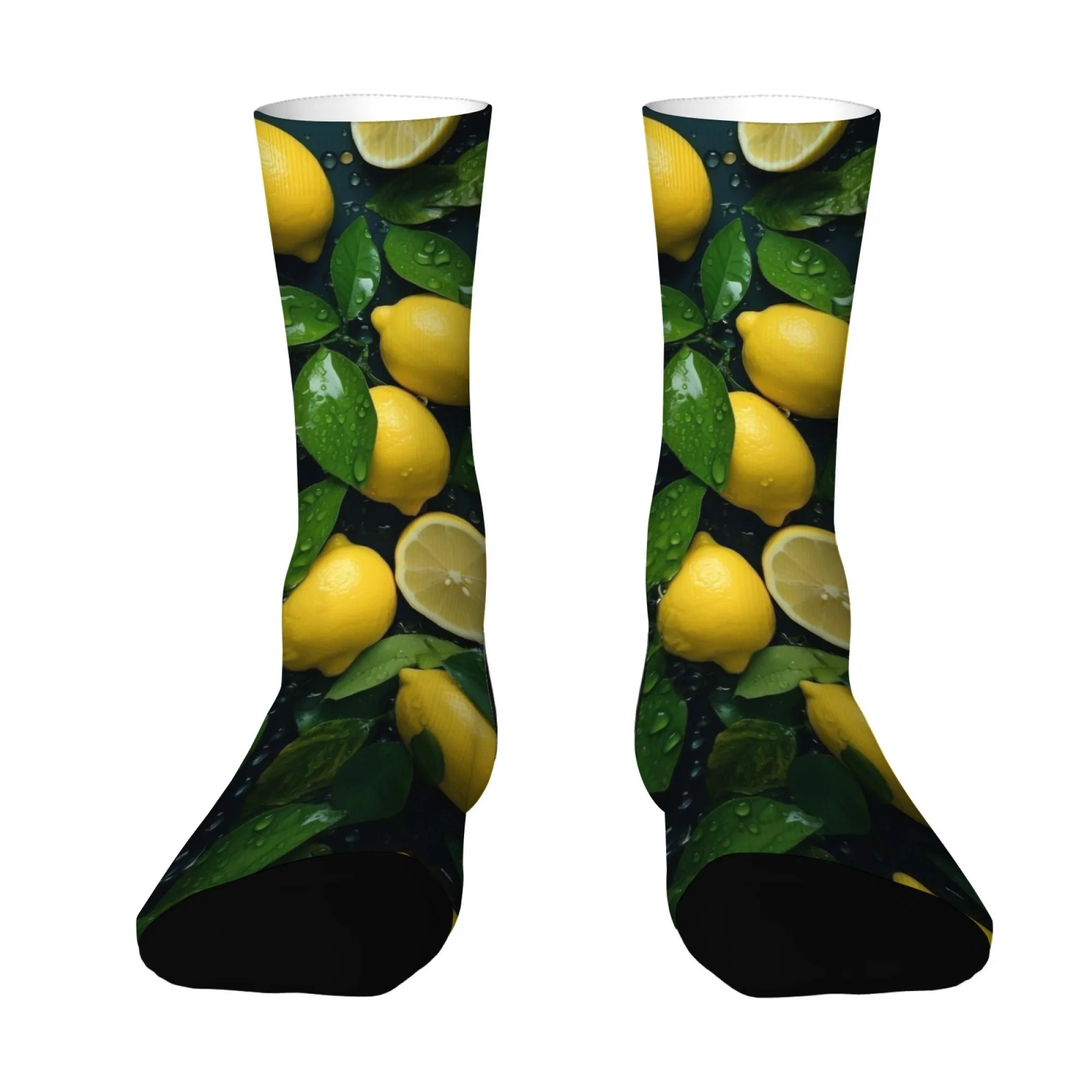 جوارب Happy Lemon Print بتصميم فواكه منعشة، جوارب ناعمة قابلة للتنفس للجنسين، جوارب لطيفة مبتكرة للفصول الأربعة كاجوال
