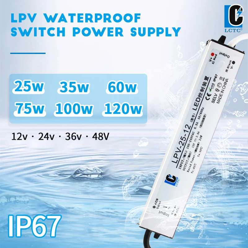 

Fonte Led Switching Power Supply LPV-25W 36W 60W 75W 100W 120W AC-DC 12V 24V 36V 48V Waterproof Plastic LED Driver