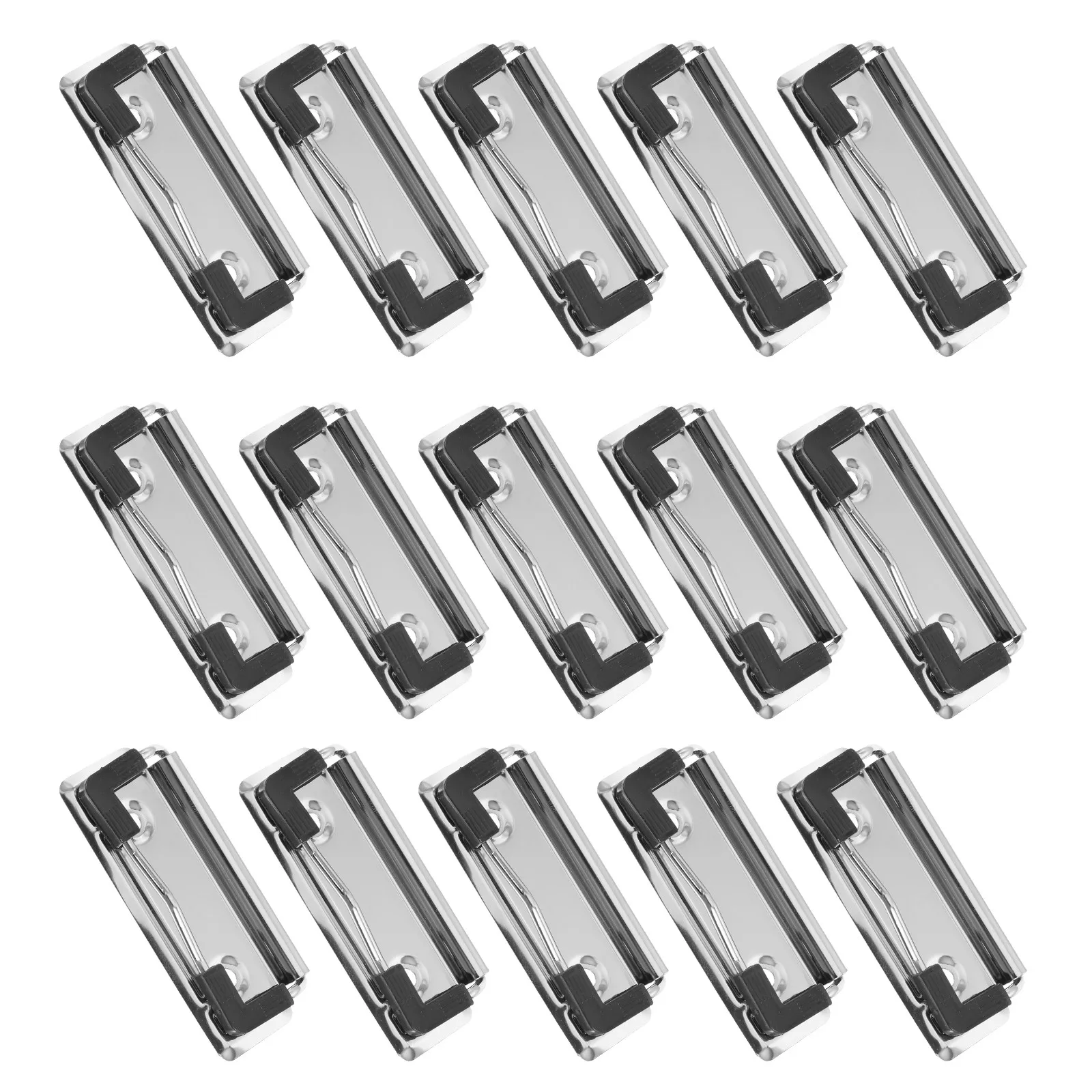

15Pcs Metal Clipboard Clips Standard Size Low Profile Spring Loaded Hardboard Clamp Pack for School Office Classroom File Folder