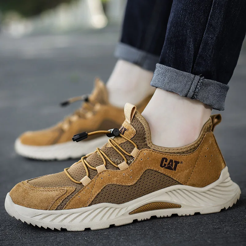 High Quality Outdoor Men's Sneakers Fashion Brown Elastic Casual Shoes Man Summer Mesh Breathable Non-slip Sports Shoes For Men