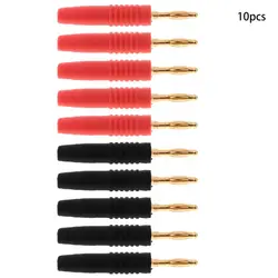 10pcs 2mm Wire Cord Solder Type Male Banana Plug Connector Musical Speaker Cable Pin Adapter Gold Plated