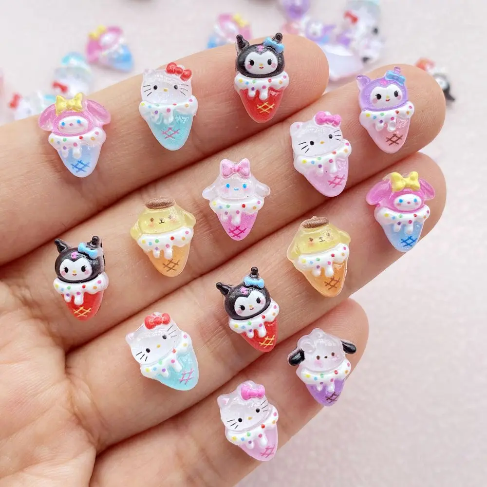 50 Stuks Hars 8*12mm Kawaii Mini cartoon animal ice cream Nail Accessories Art Haarspeld Diy Plakboek Accessoires Ambachten