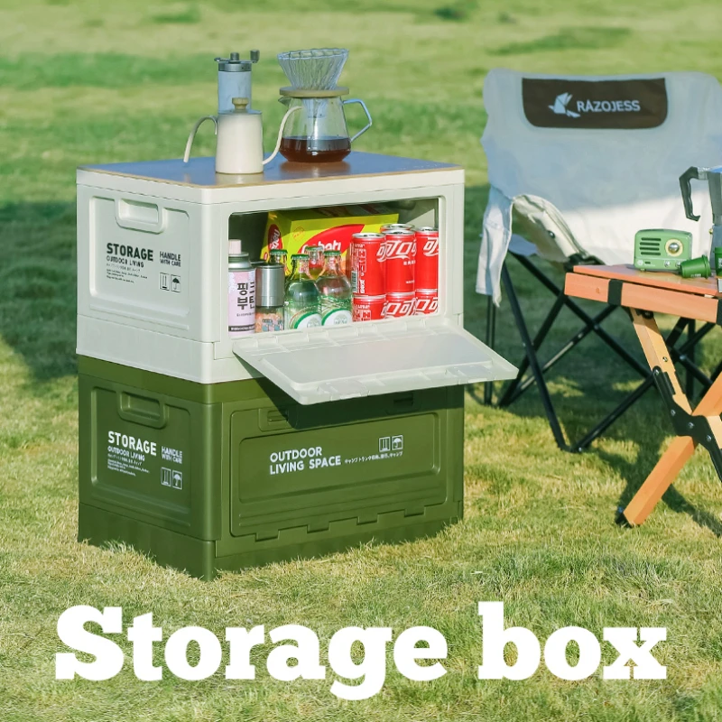 

27L/30LCamping Storage Box Trunk Organizer Hiking Picnic Box Car Folding Outdoor Bench and Chopping Board Household Storage Box