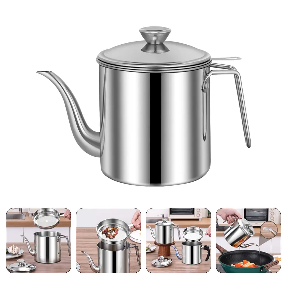 

Stainless Steel Oil Pot Compact Dispenser Kitchen Container Small Vinegar Holder Reusable Clean Hygienic Oil Supply