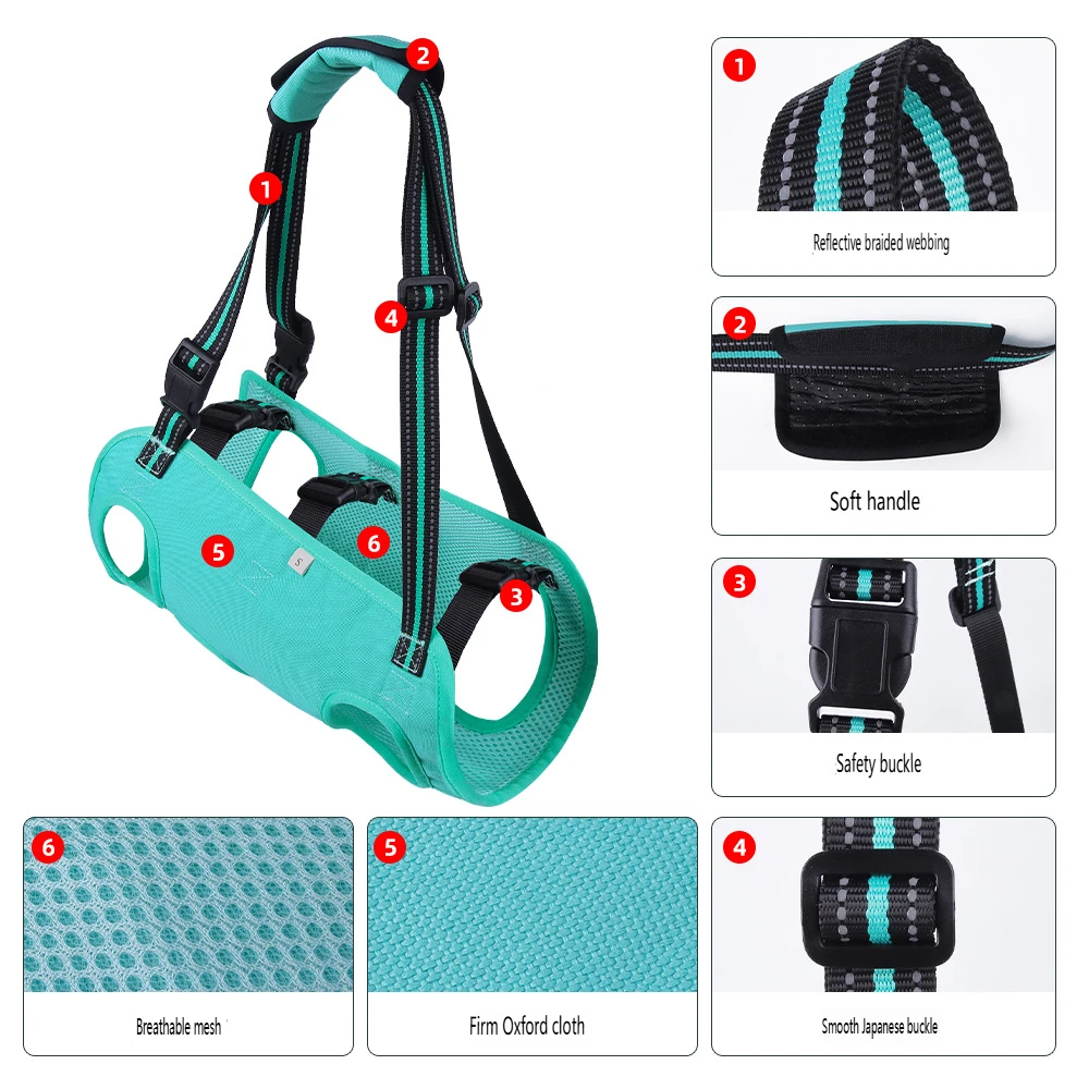 

Pet Assist Belt Pet Assistive Harness for Elderly and Disabled Dogs Rehabilitation and Outings Adjustable Chest and Back