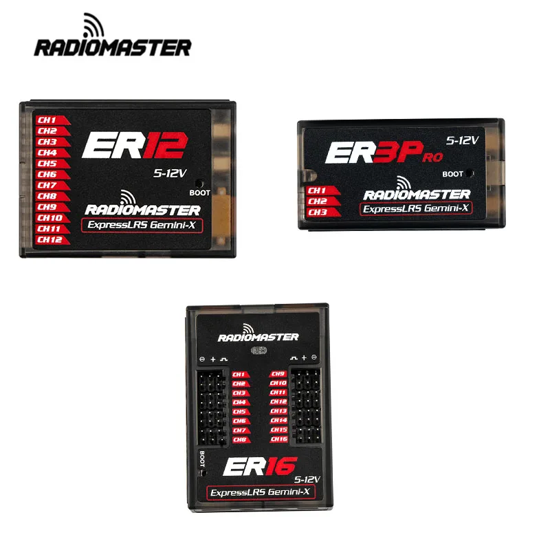 RadioMaster ER3 PRO ER12 ER16 Gemini-X ExpressLRS PWM Receiver 3/12/16CH Dual Antenna RC Radio Receiver for RC Model Parts