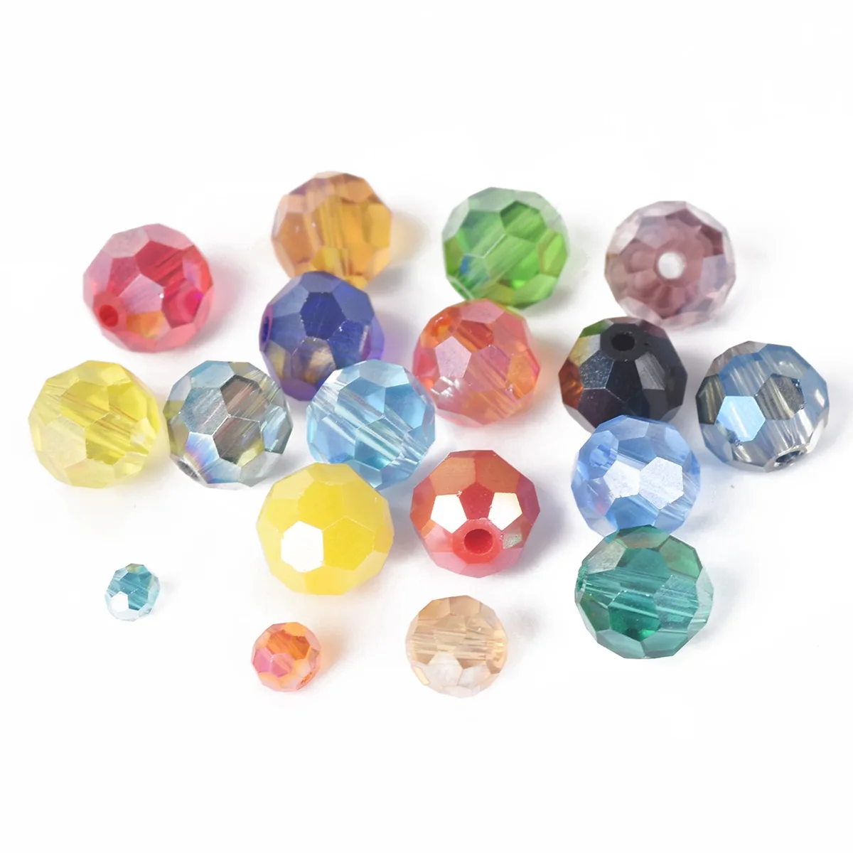 3mm 4mm 6mm 8mm Round 32 Facets Cut Ball AB Plated Colors Faceted Crystal Glass Loose Spacer Beads Lot For Jewelry Making DIY