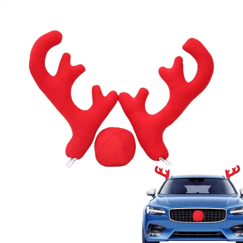 Reindeer Decoration Car Nose Horn Costume Christmas Antlers Ornaments Elk Antler Christmas Car Decoration