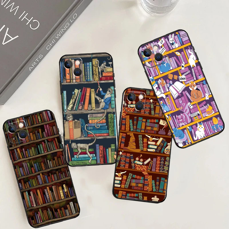 Library In Wonderland Case For iPhone 11 12 13 14 15 16 Pro Max Plus 12 13 Mini X XR XS Max 7 8 Cover Coque