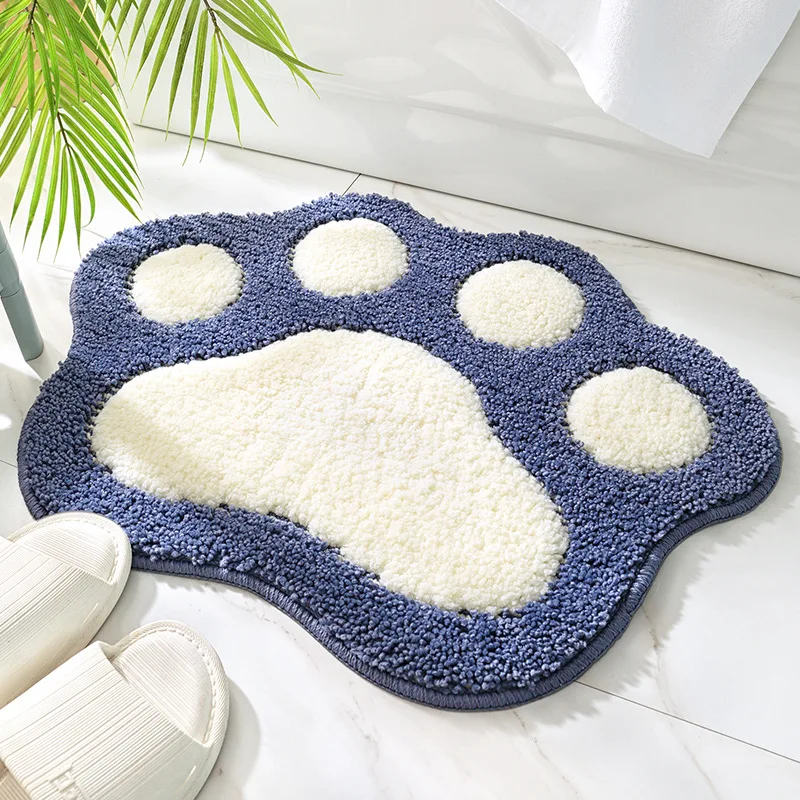Pink Cartoon Cat Foot Shape Bath Mat Bathroom Door Absorbent  Mat Anti-slip Microfiber Bathroom Rug Machine Washable Bath Carpet