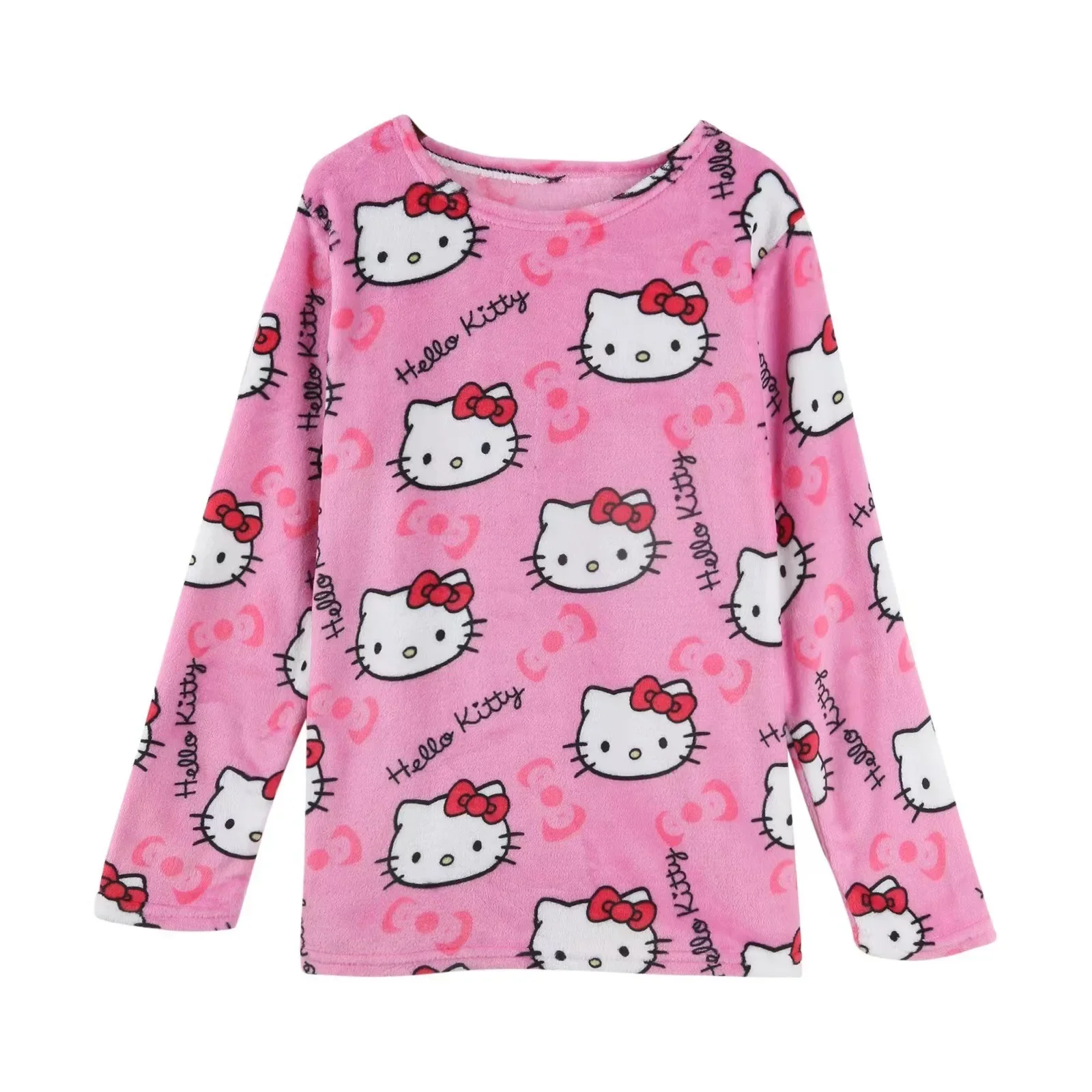 الشتاء مرحبا كيتي بيجامة أعلى Kawaii الكرتون بيجامة Y2K الدافئة سميكة امرأة أعلى أفخم Homewear لطيف ملابس خاصة قمصان #5