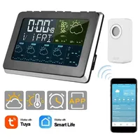 Tuya Wifi Weather Station Large LCD Indoor and Outdoor Digital Thermometer Sleepy Alarm Clock Temperature Humidity Monitor