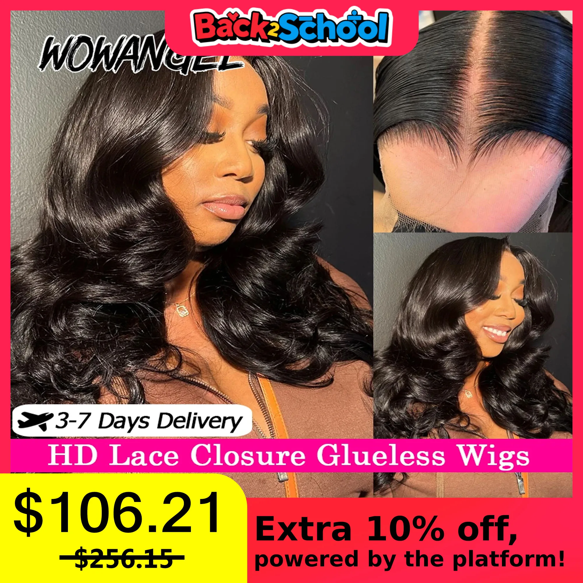 WOWANGEL 34in 5x5 HD Parrucche con chiusura in pizzo 250% Onda del corpo Glueless Parrucche Capelli umani Pronti da indossare Pelli Fuste Capelli brasiliani Remy