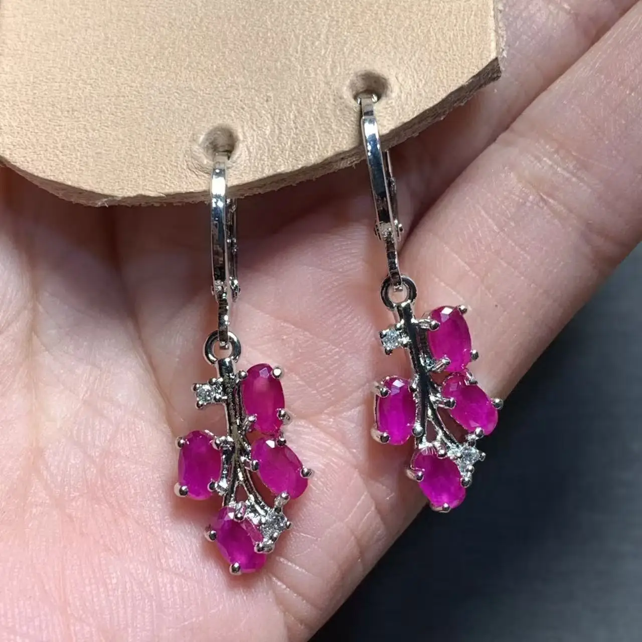 MANY STONE Natural Ruby Hoop Earrings For Women Stainless Steel Earrings Simple Fine Jewelry Stone Gemstone Classic Style Gift