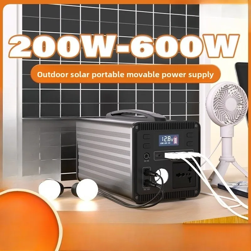 باور بانك محمول 600 وات مزود طاقة متنقل بقدرة 560 وات في الساعة مع ألواح شمسية مع قابس تيار متردد وبنك طاقة متنقل للتخييم والصيد في حالات الطوارئ