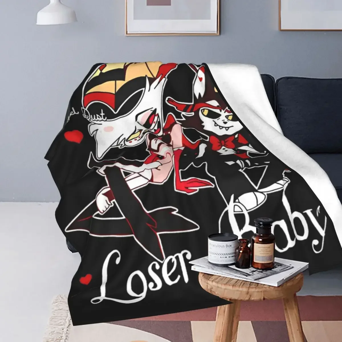 

Одеяло Hazbins Hotels Angel Dust X Husk Loser, бархатное легкое одеяло для автомобиля, дивана, спальни, одеяло