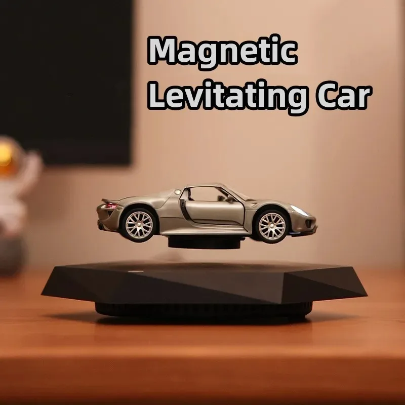 Magnetic Levitation Floating Car 360 Degree Rotating LED Desk Decor Creative Gift for Home Office