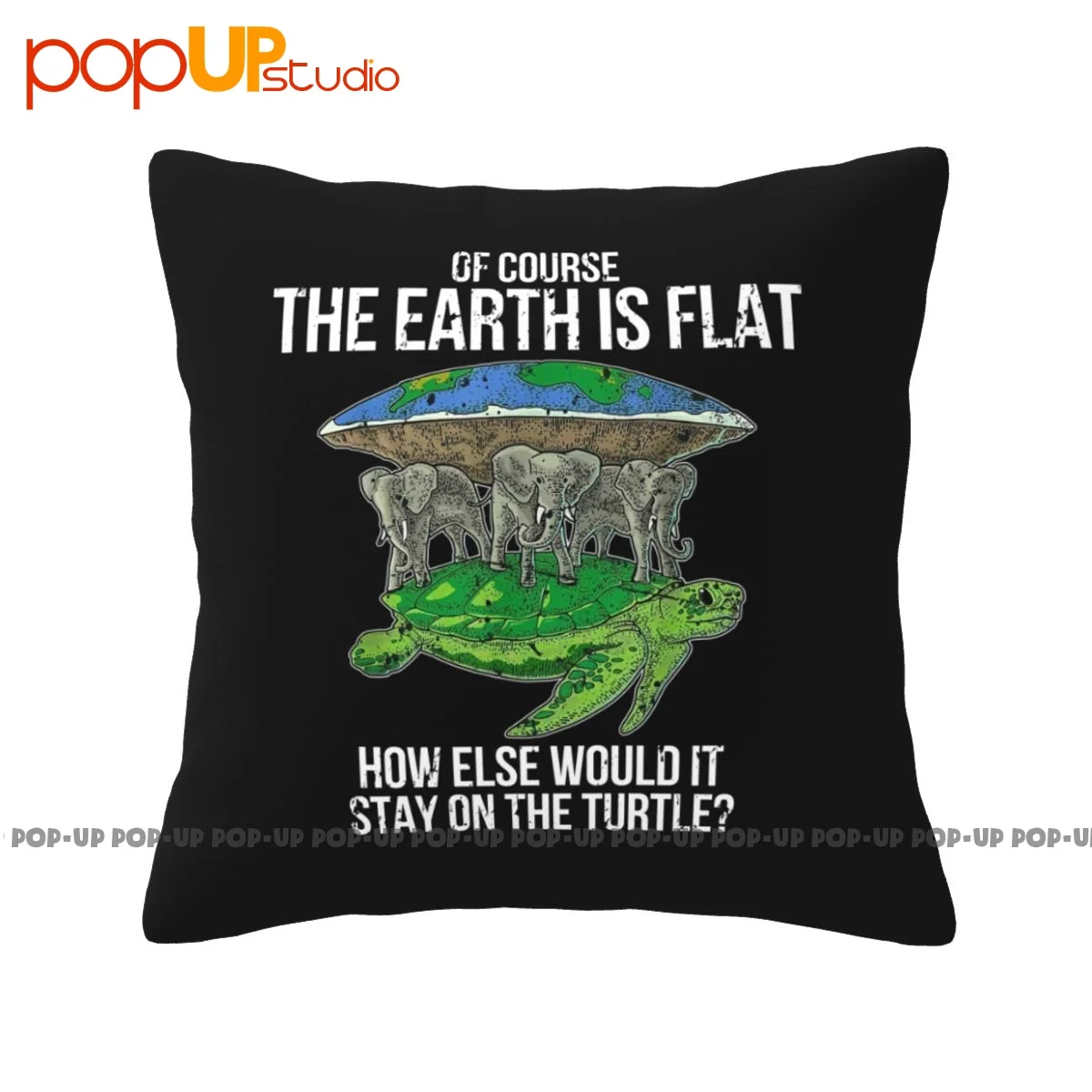 Custom Flat Earth Society Turtle Elephants P-172 Pillowcase Throw Pillow Cover Healthy Super Soft Pattern Decor