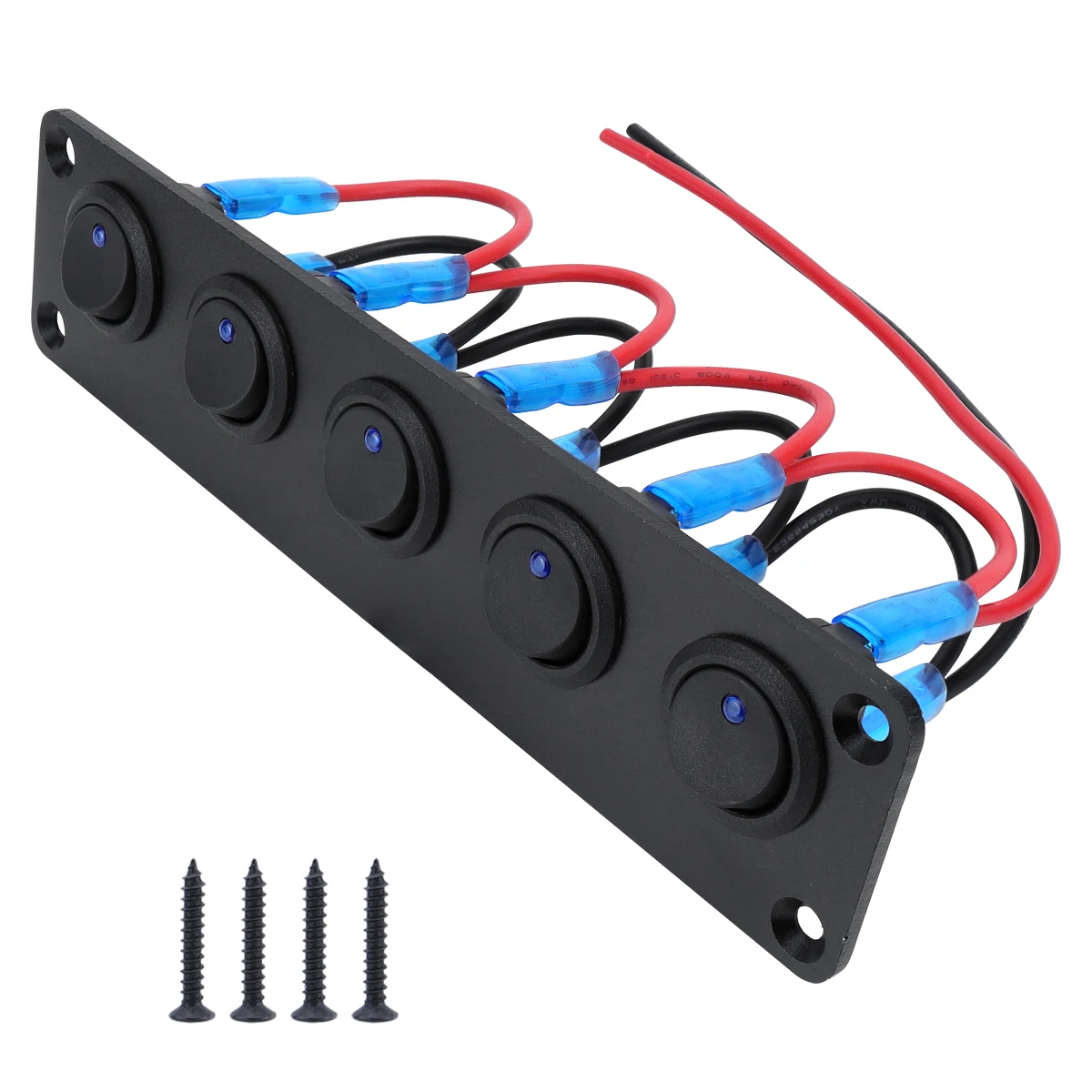 20A blauw rond joystick-schakelpaneel met 3-pins aluminium waterdicht 12V, geschikt voor auto's, vrachtwagens, boten, campers, jachten, enz. - afbeelding 1