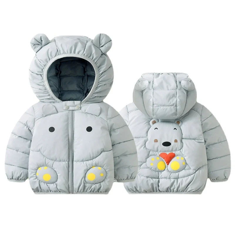 

1-6T Winter Baby Girls Boy Clothes Coats Down Cotton Cartoon Hooded Children's Jackets Casual Snowsuit Overalls Toddler Costume