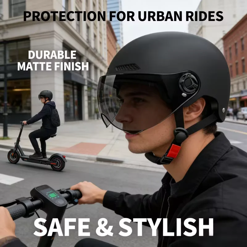 Casque de vélo électrique certifié 3C, casque de sécurité pour scooter adulte, demi-casque de moto, équipement de protection unisexe pour la conduite