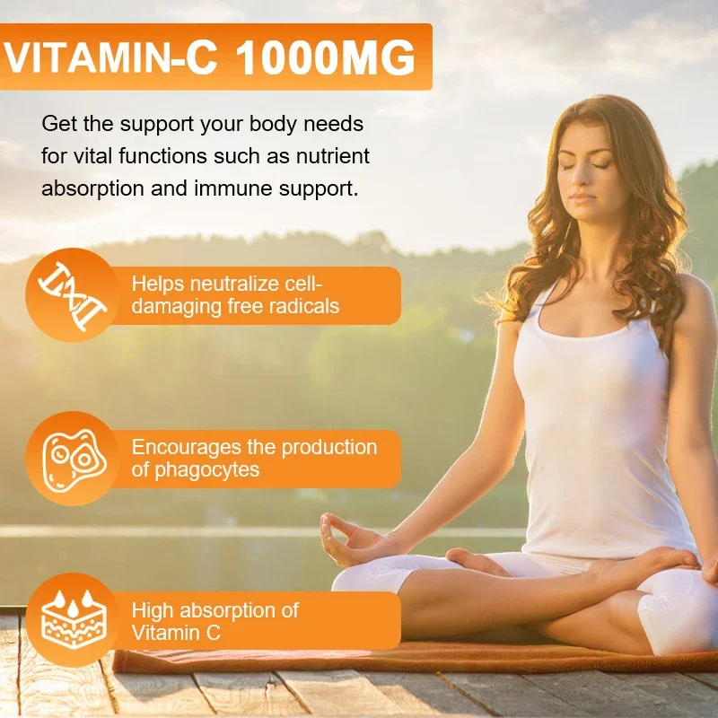 Vitamin C 1000 Mg Supplement - for Antioxidant, Joint, Immune, Skin, Cellular Respiration, and Cardiovascular Health