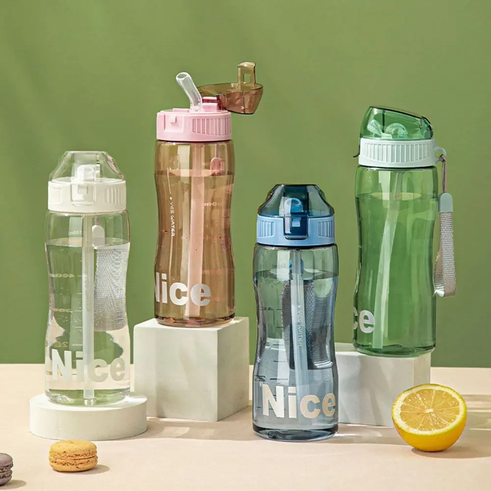 Portable Sport Tea Coffee Cup Plastic Water Bottle With Straw for Drinking Kitchen Tools Kids Water Bottle for School