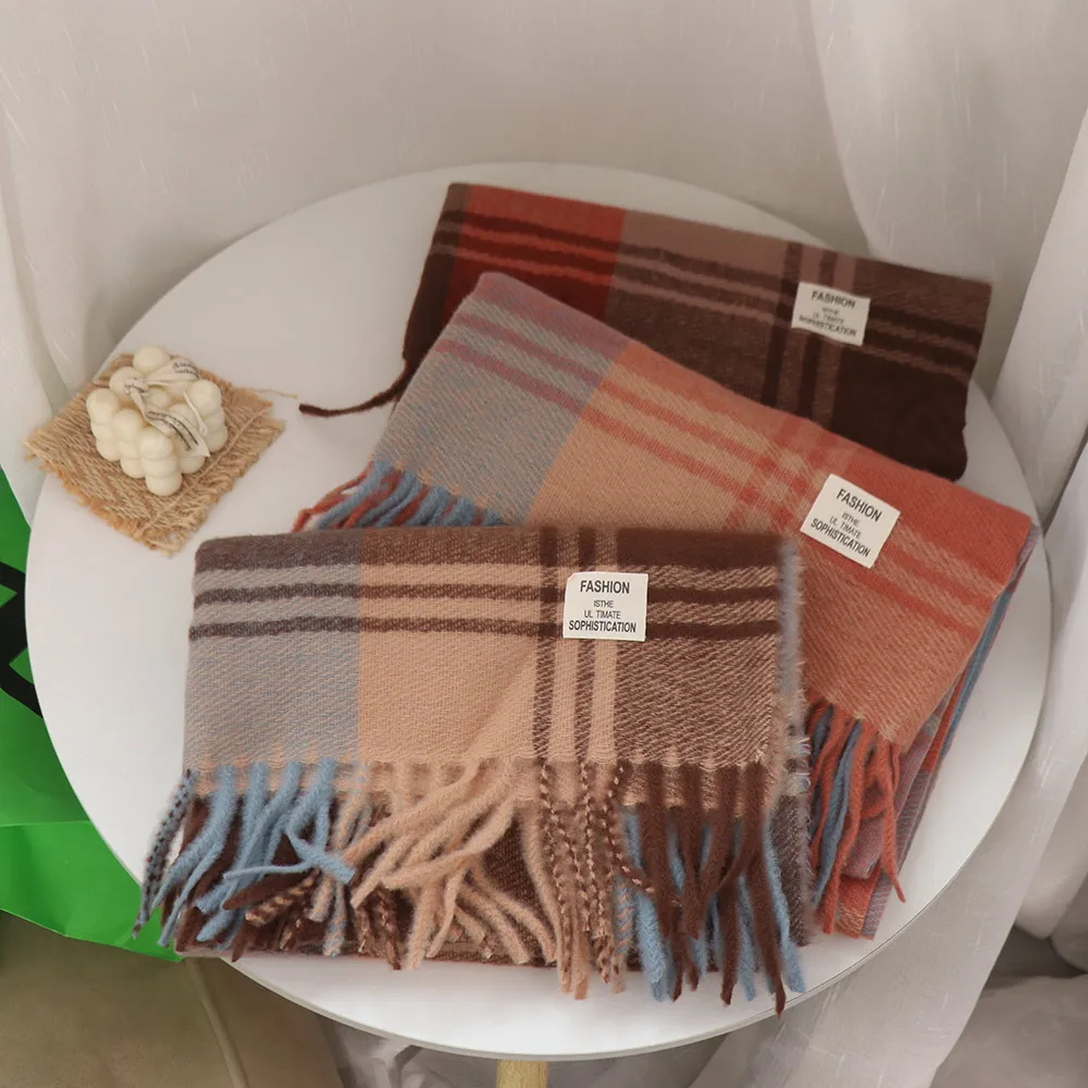 Sciarpa di lana scozzese antivento alla moda Tessel lungo Mantieni caldo Sciarpa di cashmere invernale Addensare Sciarpa da uomo in stile coreano Regali