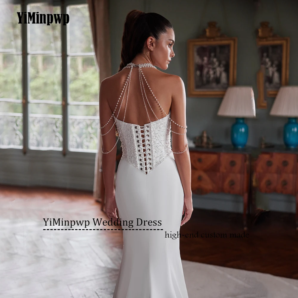 Gaun Pengantin Satin 2025 Mewah Model Mermaid Tanpa Tali Tanpa Lengan Berpayet Gaun Prom Pengantin Lipit Gaun Pengantin Khusus