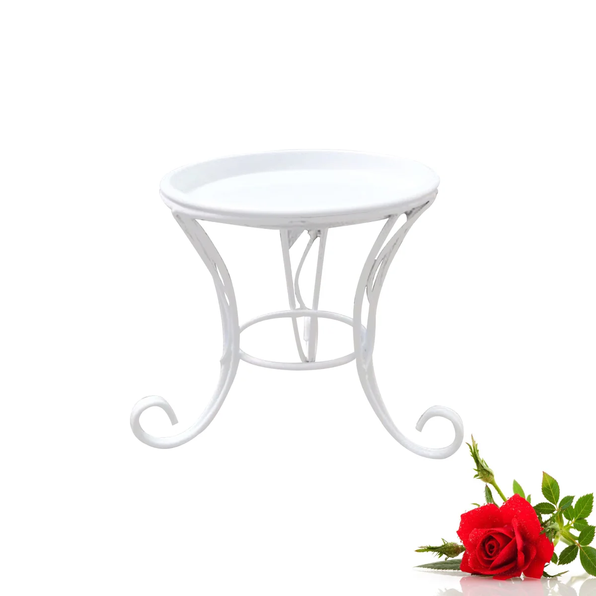 Iron Metal Mini Small Flower Plants Pot Stand for Balcony Desk (White) plant stand plant stands indoor