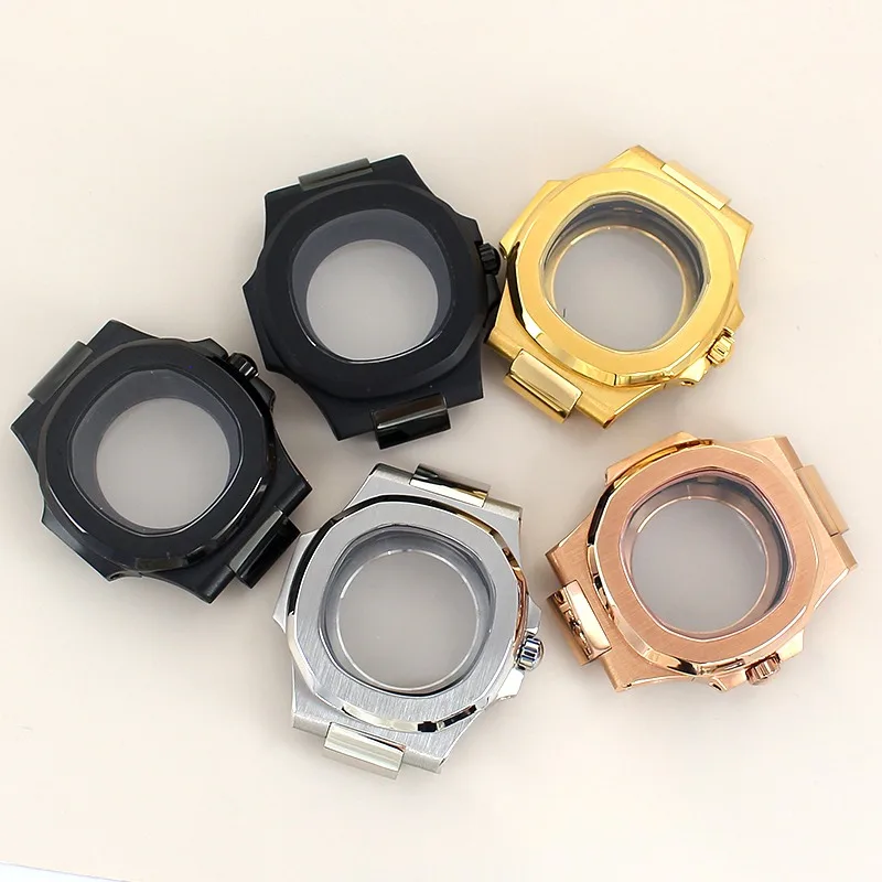 نوتيلوس موديل 316L حزام مطاطي من الفولاذ المقاوم للصدأ لساعة NH35 معدلة لحركة NH36/34/38