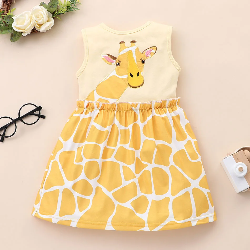 Children's Clothing Girl Sleeveless Dress Girl Baby Giraffe Printed Dress Children's Daily Casual Dresses