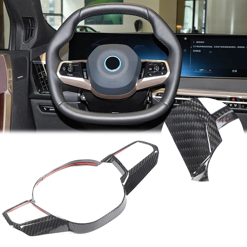 

For 22-2024 BMW ix E72 Real Dry Carbon Fiber Steering Wheel Decorative Frame Steering Wheel Decorative Sticker Auto Accessories