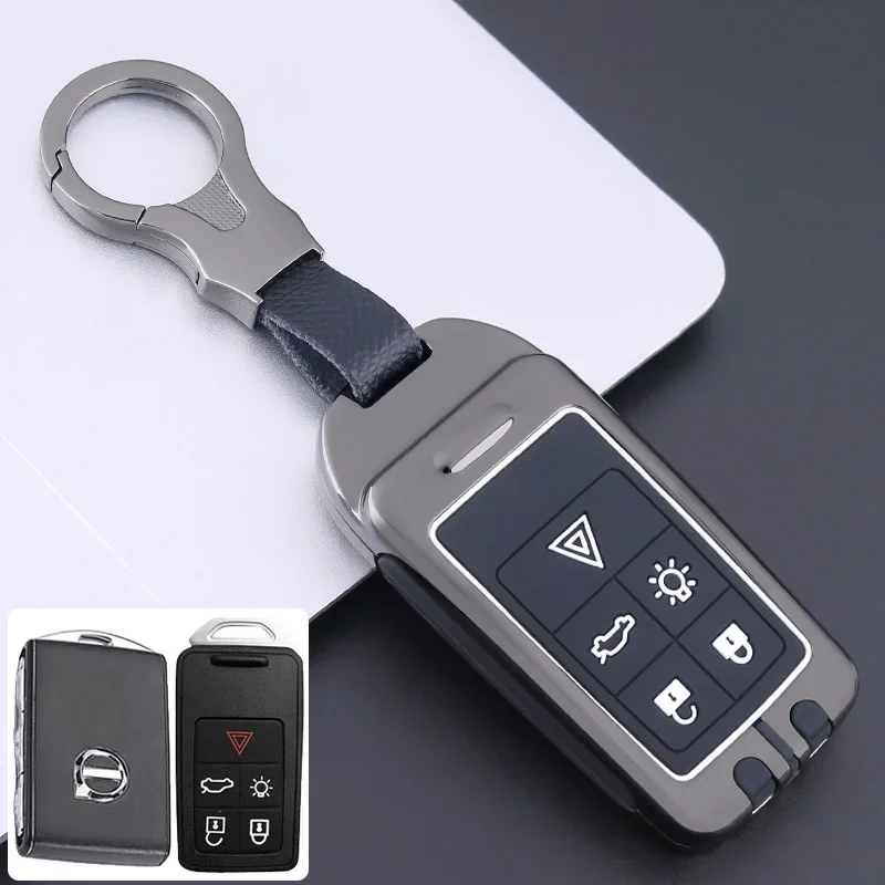 

Zinc Alloy +Silicone Car Key Case Cover For Volvo S60 S80 V60 XC60 XC70 S60L S80L V40 XC90 Keyless Entry Remote Key Protection