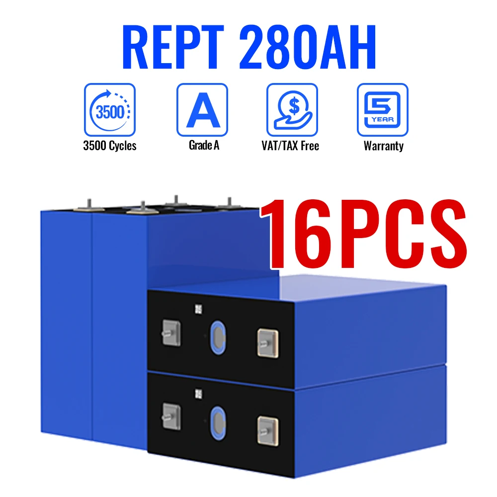 

REPT 280AH LiFePO4 Battery Power bank 12V 24V 48V Bateria Rechargeable Lithium Battery 10KWH 15KWH for Solar Energy Storage