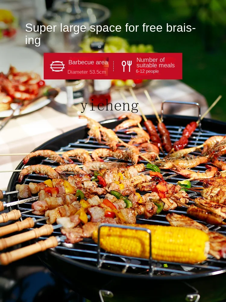 Barbecue Oven Home Villa Outdoor round Apple Braised Oven Bbq Courtyard Charcoal Outdoor Carbon Barbecue Grill