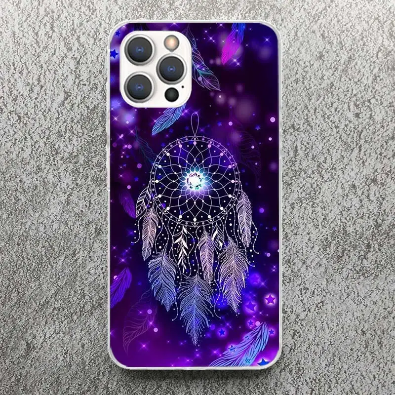 Retro Feather Dreamcatcher Phone Case For Apple iPhone 15 14 13 12 11 Pro Max Mini XS XR X 7 Plus 8 + SE Soft Silicone Print She