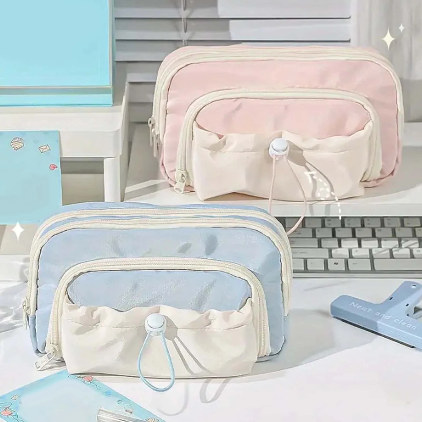 Multifunktionale Schreibwaren-Tasche mit großem Fassungsvermögen, Reißverschluss, Schreibwaren-Aufbewahrungsorganisator, Weihnachtsgeschenk für Studenten und Kinder