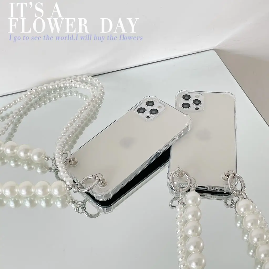 

10 Crossbody Lanyard Necklace Pearl Bracelets chain Phone case for iphone 12 Pro Max mini 11 13 Pro max XR X XS 6 7 8 plus Cases