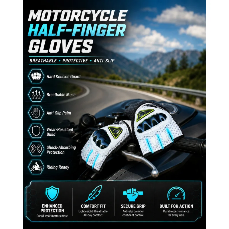 

Men’s Motorcycle Gloves, Breathable Anti-Slip Riding Gloves